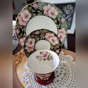Vintage Red and Clear Acrylic Teacup Duo And Trio Display Holders Set Of 4